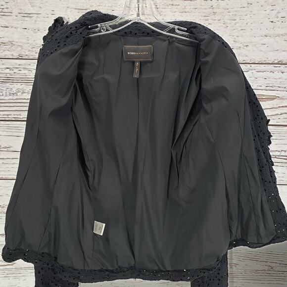 BCBGMAXAZRIA Black Cotton Eyelet Single Button Blazer Jacket Size Small - Picture 6 of 11